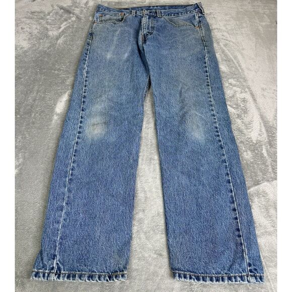Levi's 505 Regular Fit Straight Leg Jeans Men's Size 34x30 Blue - Picture 1 of 14